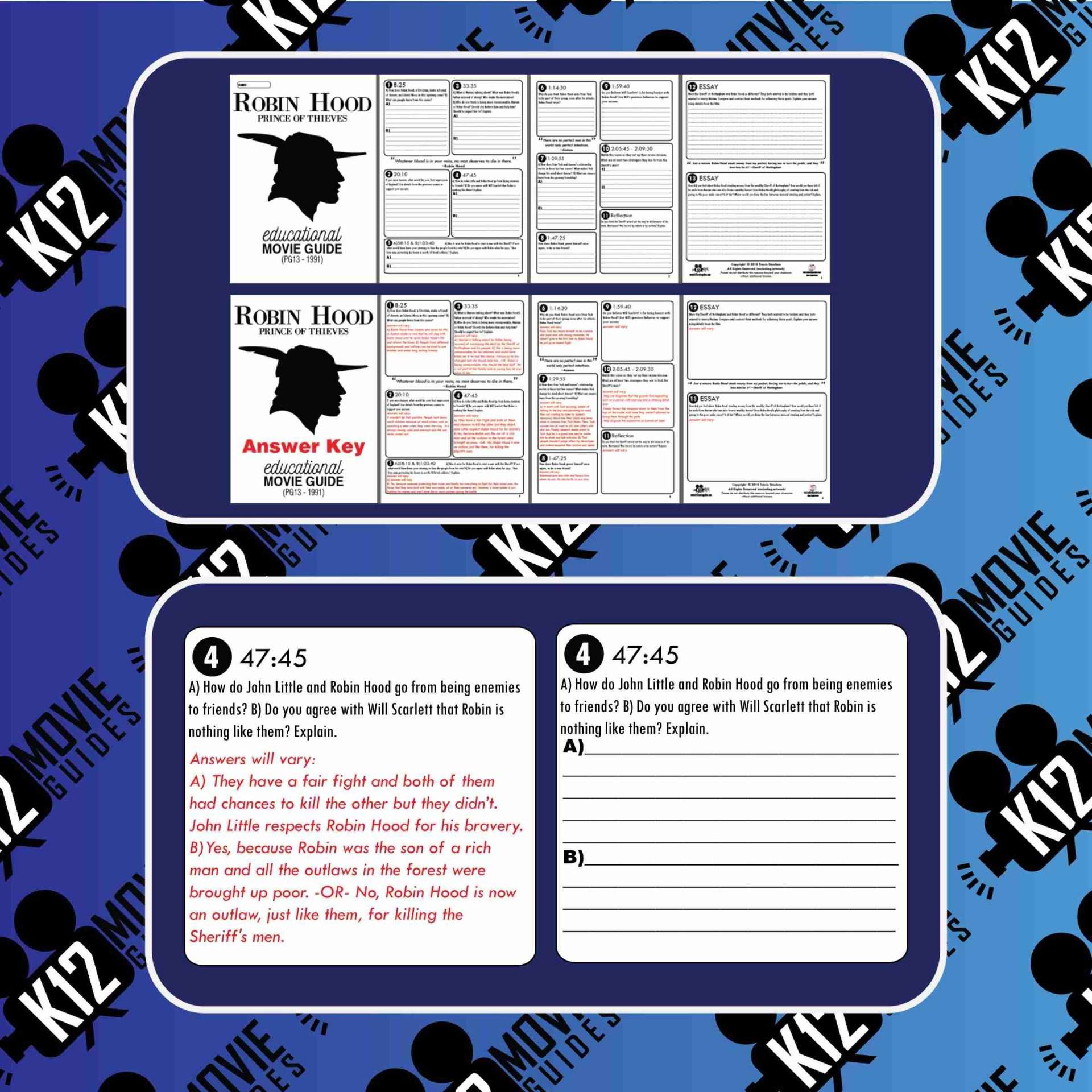 Robin Hood: Prince of Thieves Movie Guide | Questions | Worksheet (PG13 - 1991) Sample