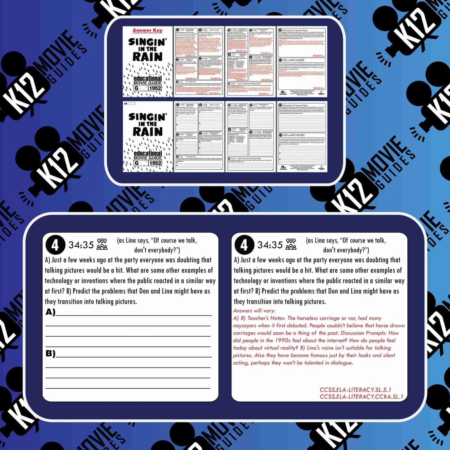 Singin' in the Rain Movie Guide | Worksheet | Questions | Google (G - 1952) Sample