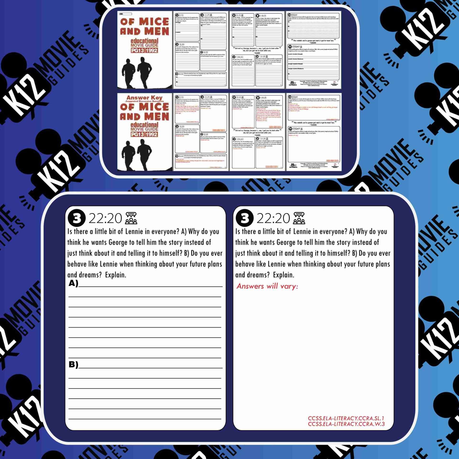 Of Mice and Men Movie Guide | Questions | Worksheet | Google Forms (PG13 - 1992) Free Sample