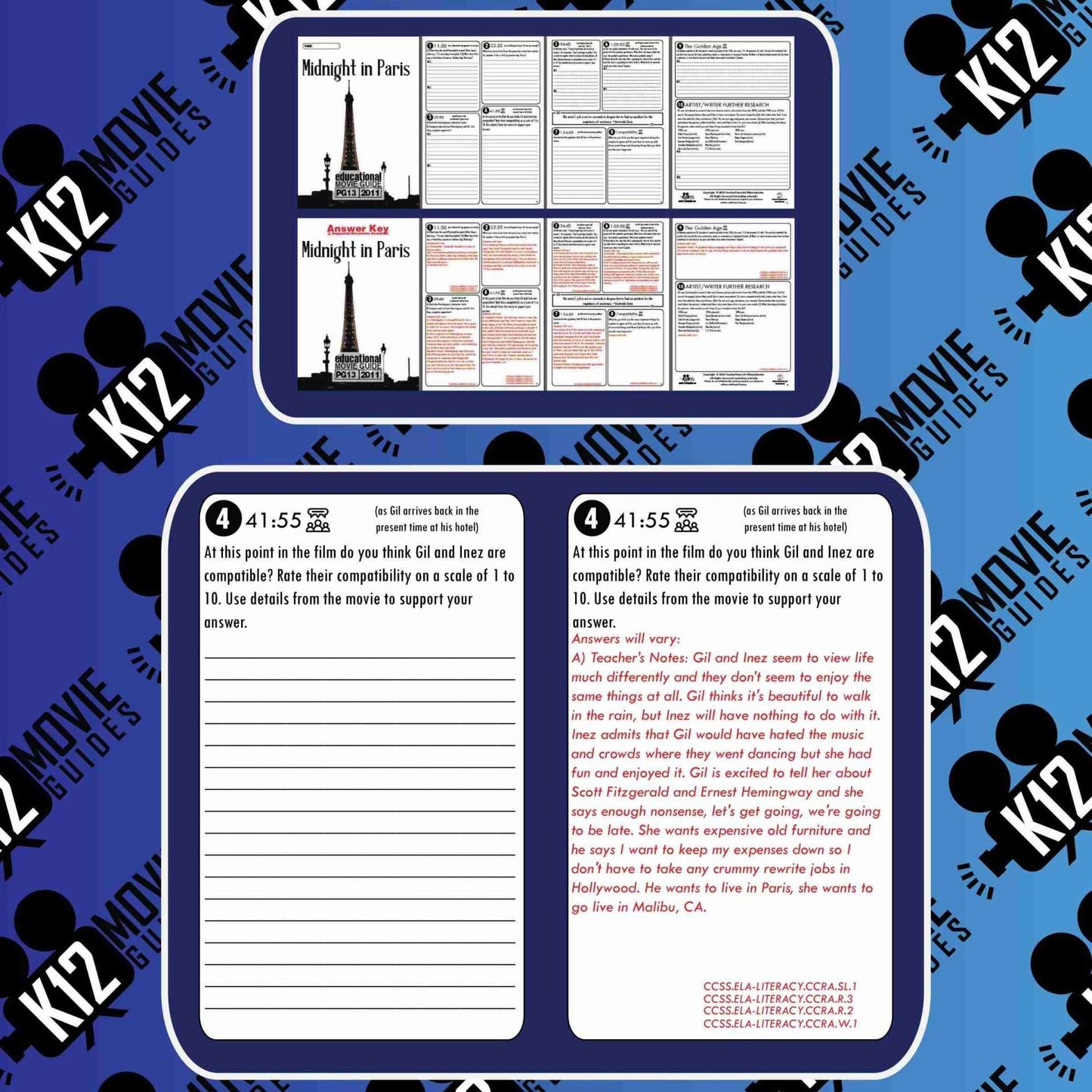 Midnight in Paris Movie Guide | Worksheet | Questions | Google Slides (PG13 - 2011) Sample