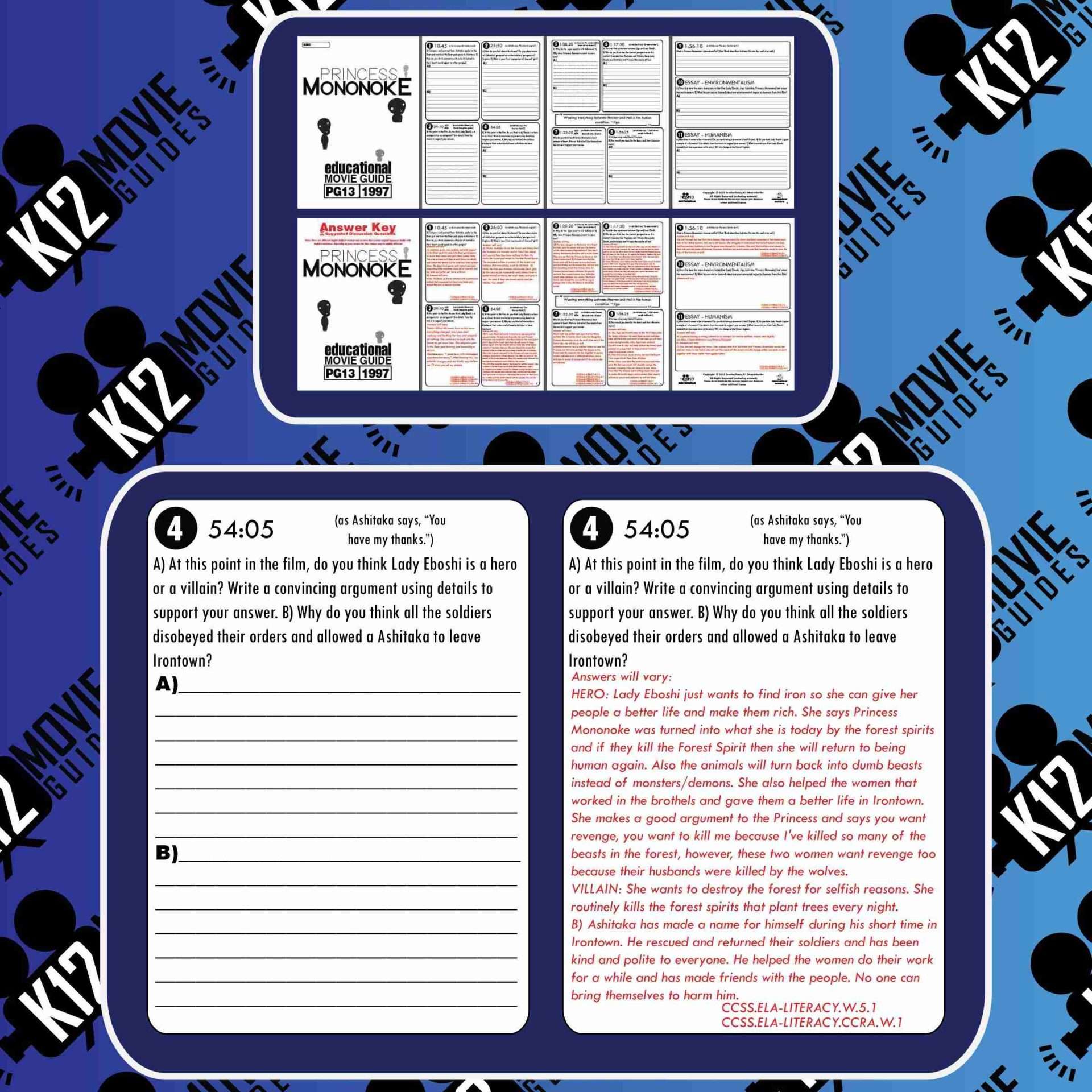 Princess Mononoke Movie Guide | Worksheet | Google Slides (PG13 - 1997) Sample