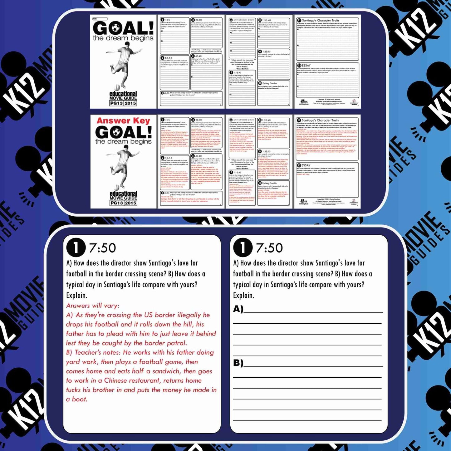 Goal! The Dream Begins Movie Guide | Questions | Worksheet (PG13 - 2005) Sample