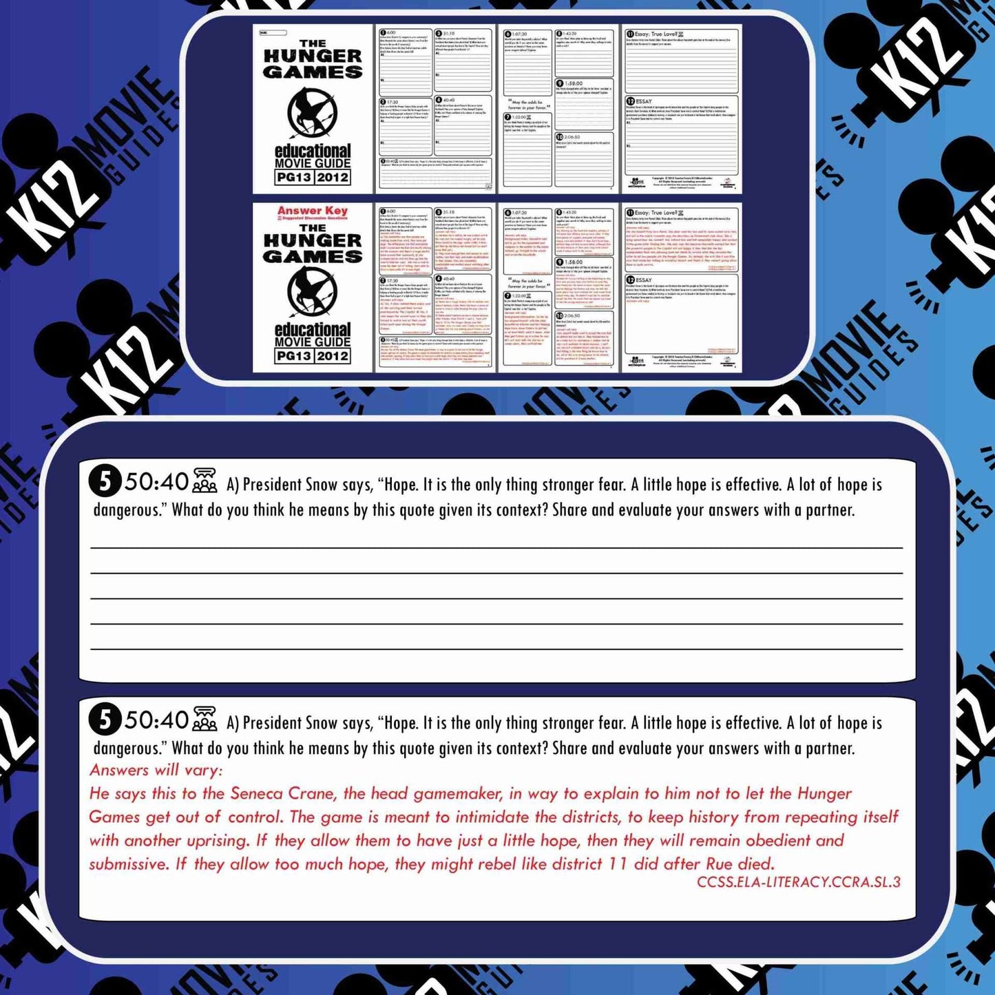 The Hunger Games Movie Guide | Questions | Worksheet (PG13 - 2012) Free Sample