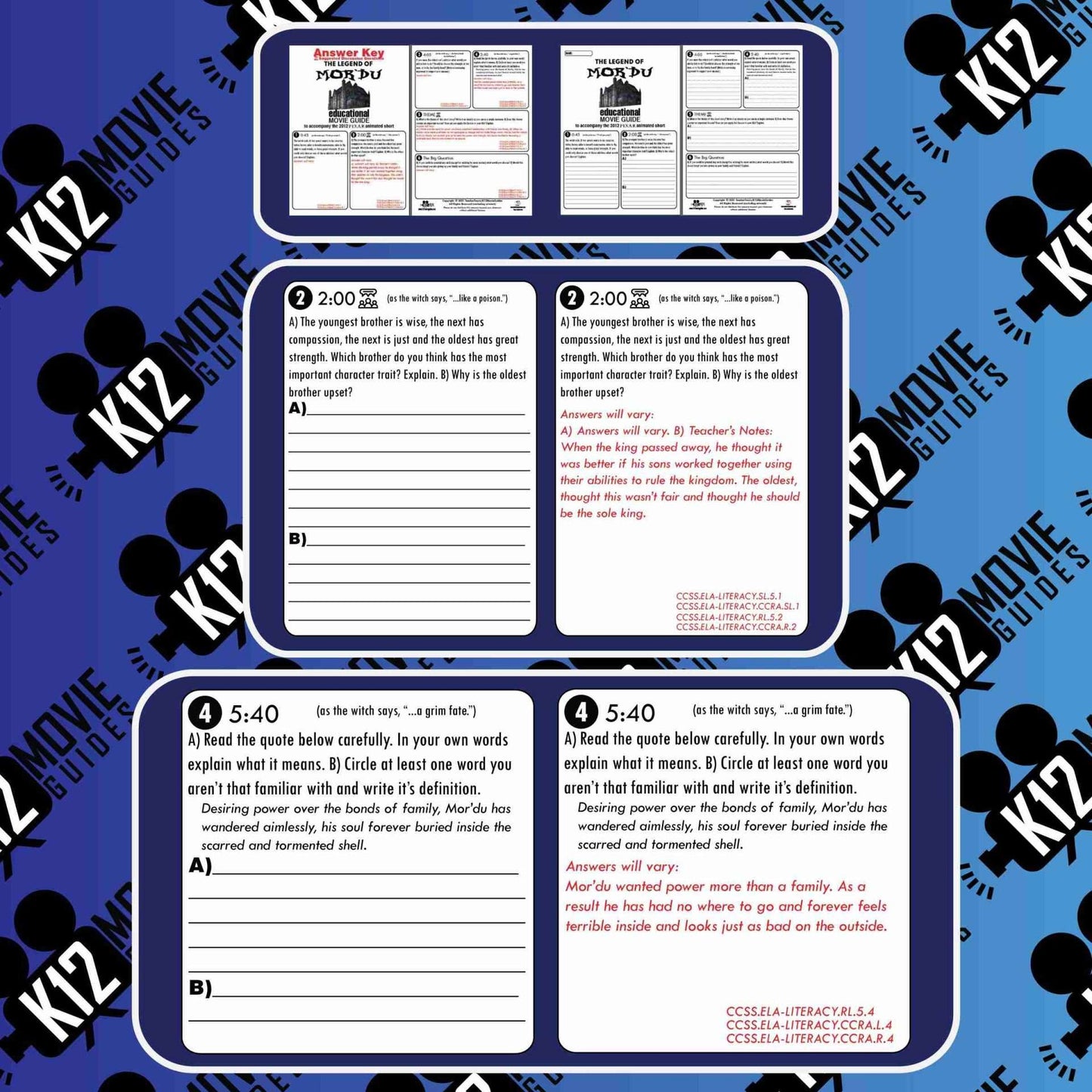 The Legend of Mor'du Pixar Short Video Guide | Worksheet | Questions (2012) Sample