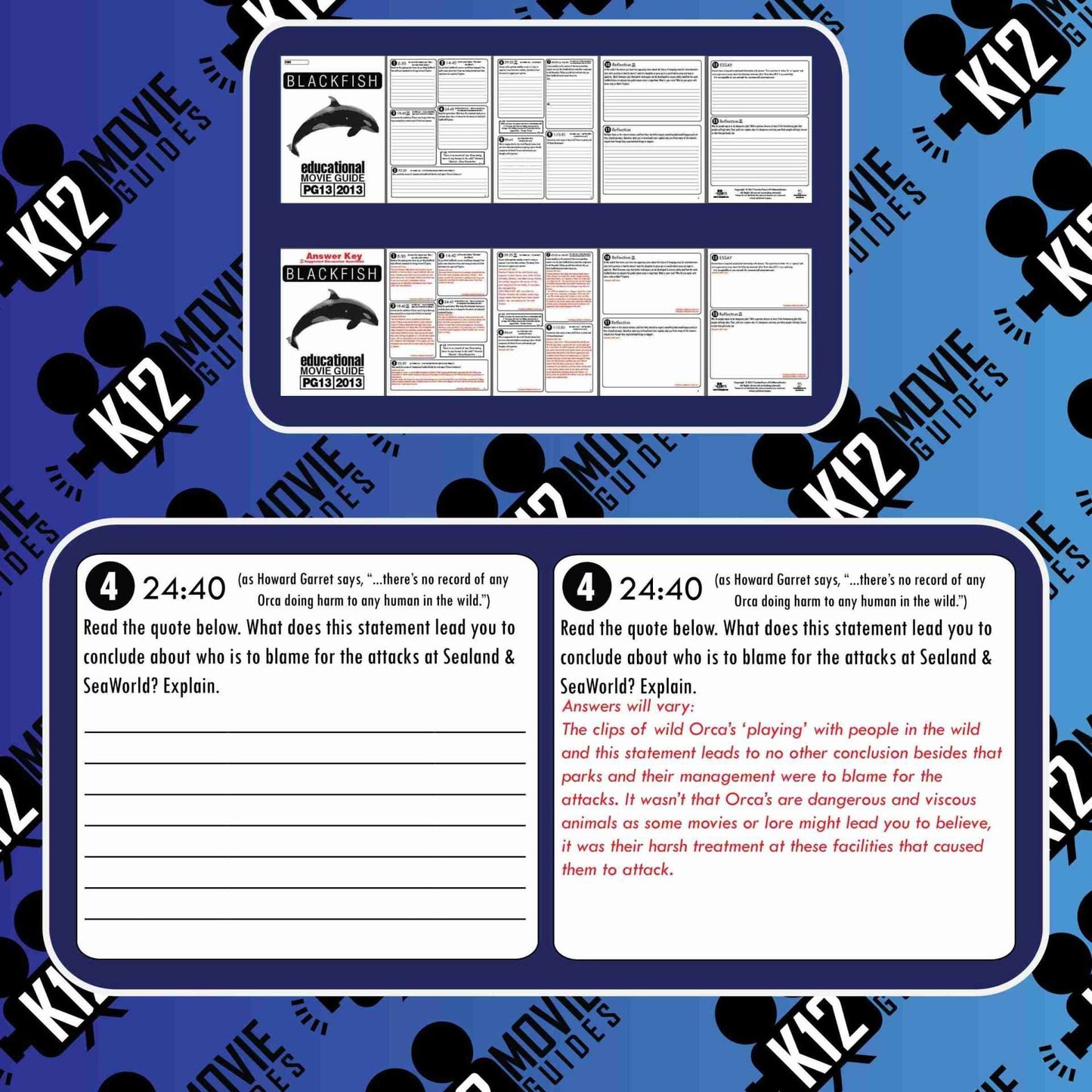 Blackfish Movie Guide | Worksheet | Questions | Google Form (PG13 - 2013) Sample