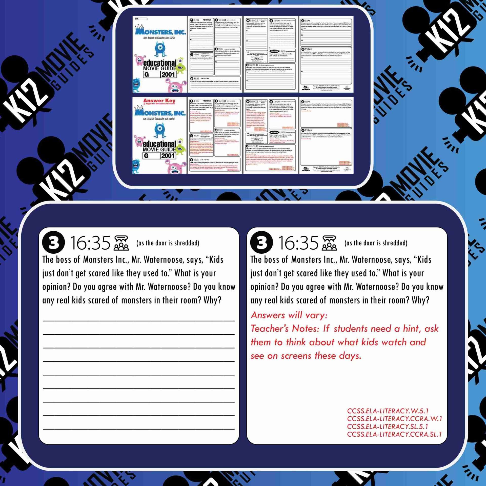 Monsters, Inc. Movie Guide | Worksheet | Questions | Google Form (G - 2001) Free Sample