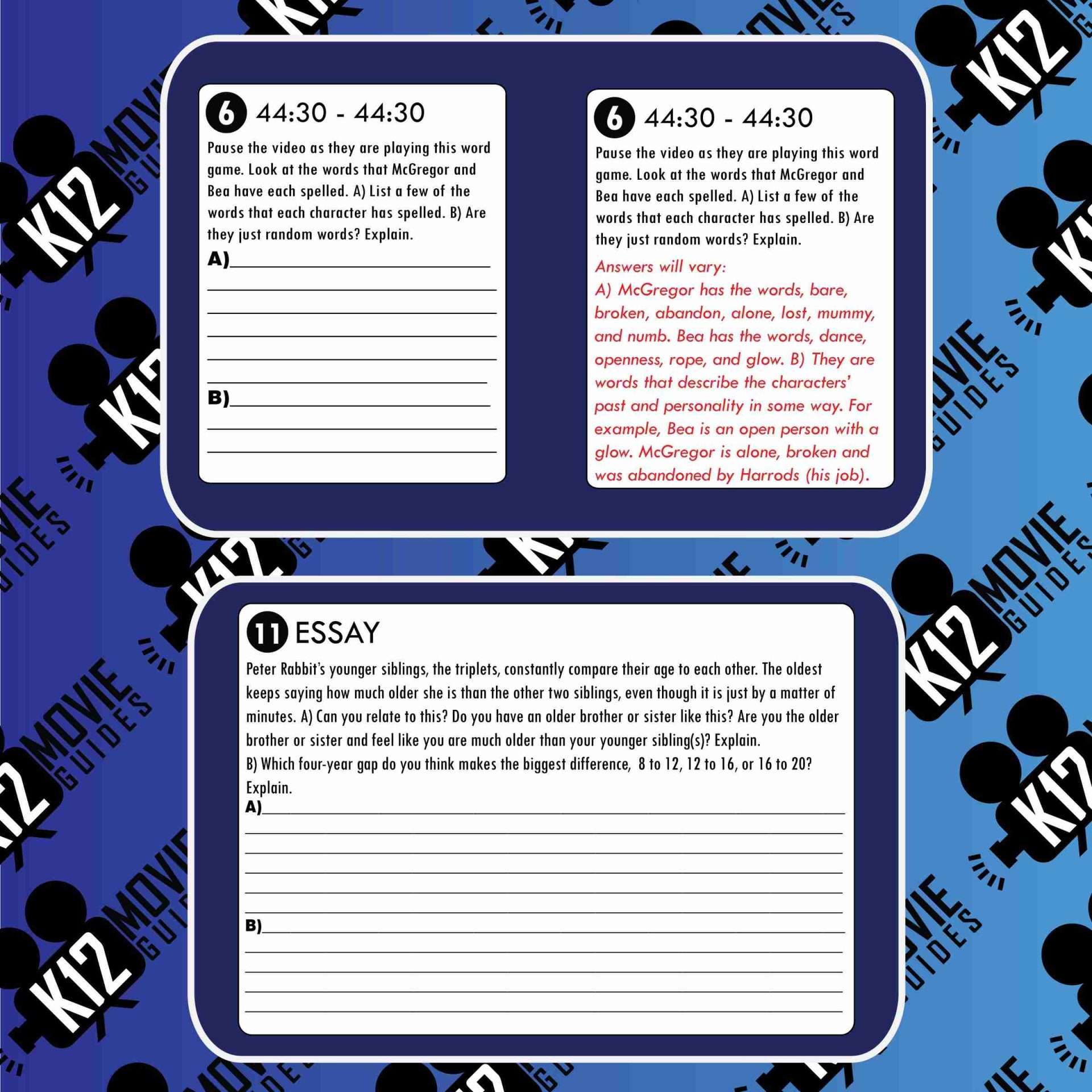 Peter Rabbit Movie Guide | Questions | Worksheet (PG - 2018) Sample