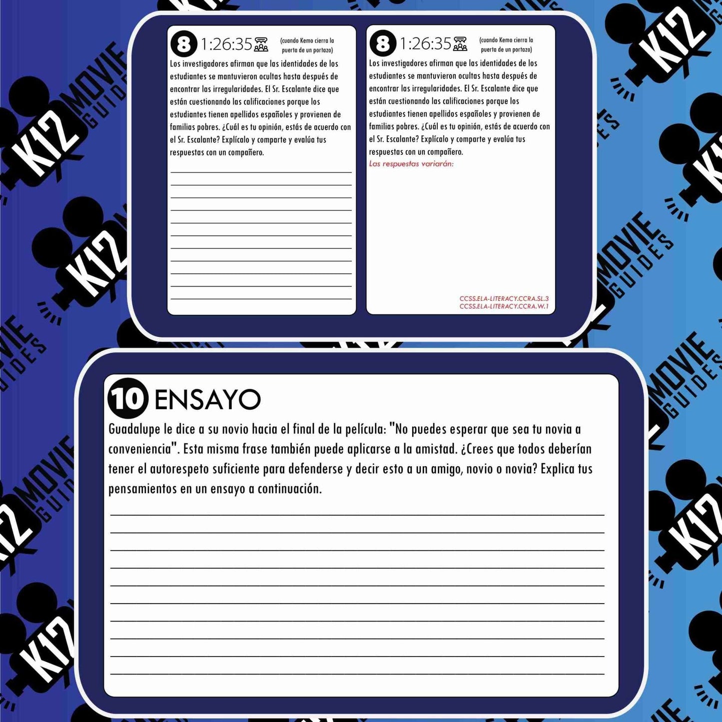 Stand and Deliver Movie Viewing Guide in Spanish | Español (PG - 1988) Sample