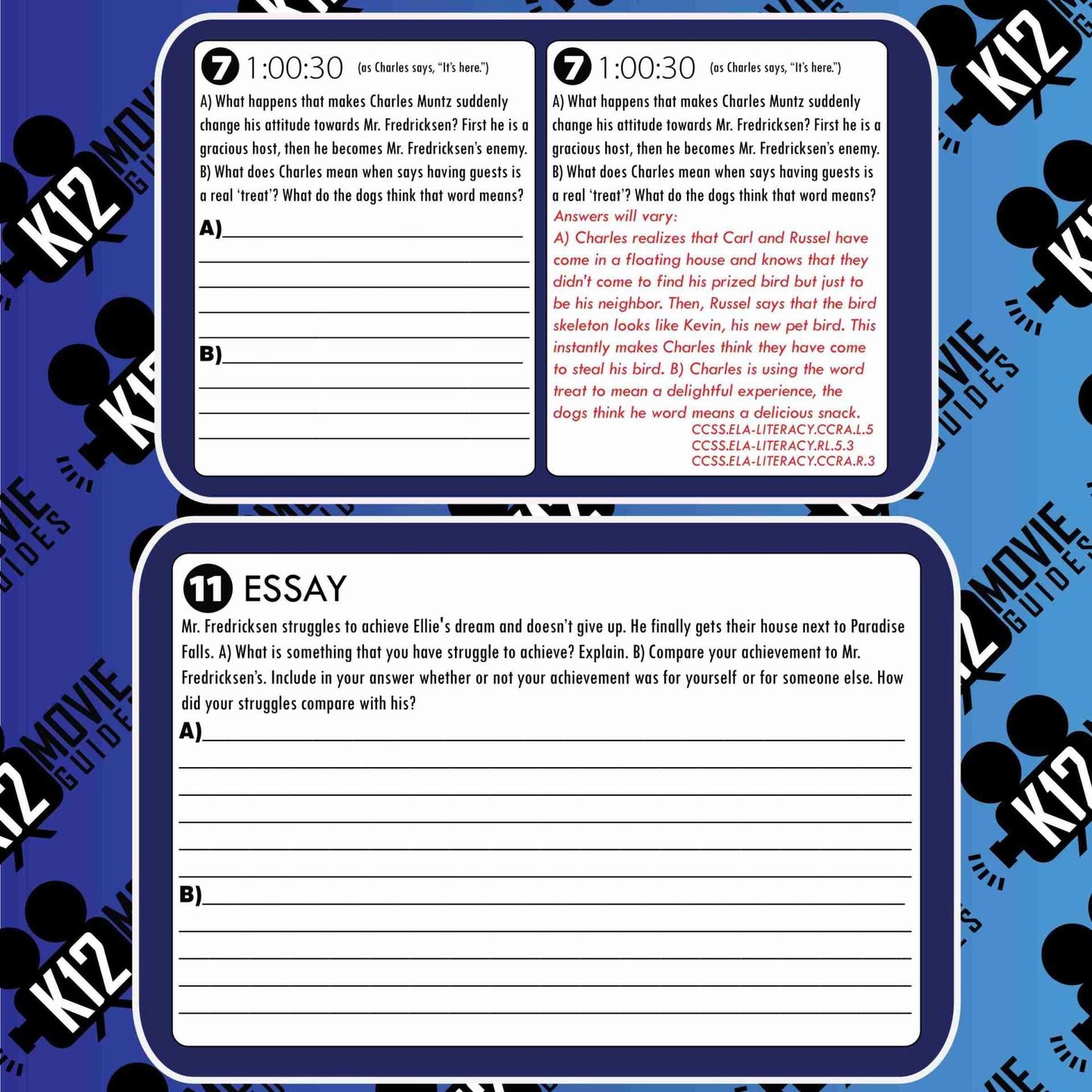 Up Movie Guide | Worksheet | Questions | Google Classroom (PG - 2009) Sample