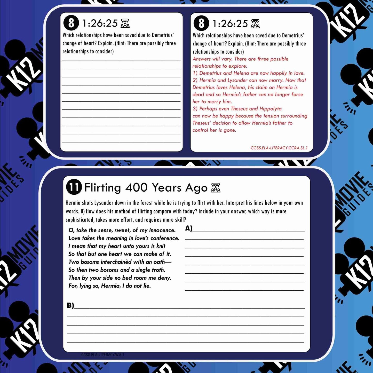 A Midsummer Night's Dream Movie Guide | Questions | Worksheet (PG13 - 1999) Sample