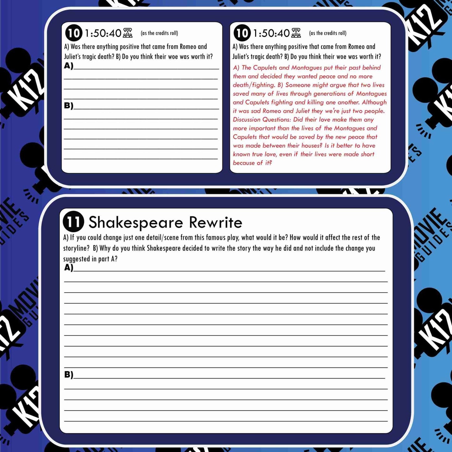 Romeo and Juliet Movie Guide | Questions | Worksheet (PG13 - 2013) Free Sample