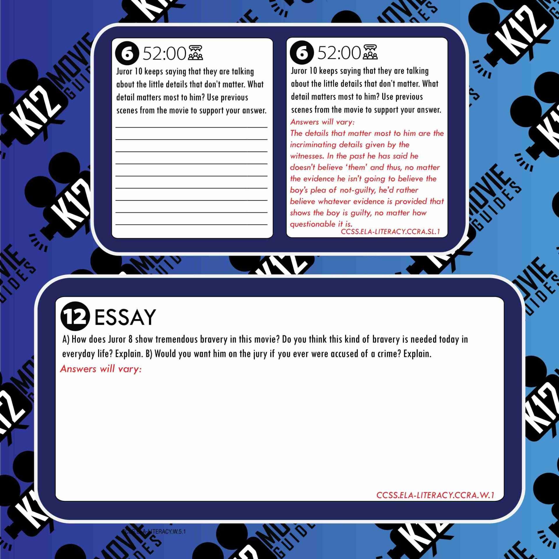 12 Angry Men Movie Guide | Questions | Worksheet (NR - 1957) Free Samples