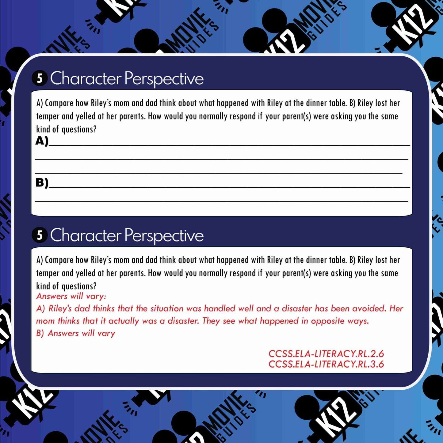 Teach CCSS with Inside Out Using a Short Clip | Character Study | Google Slides Cover