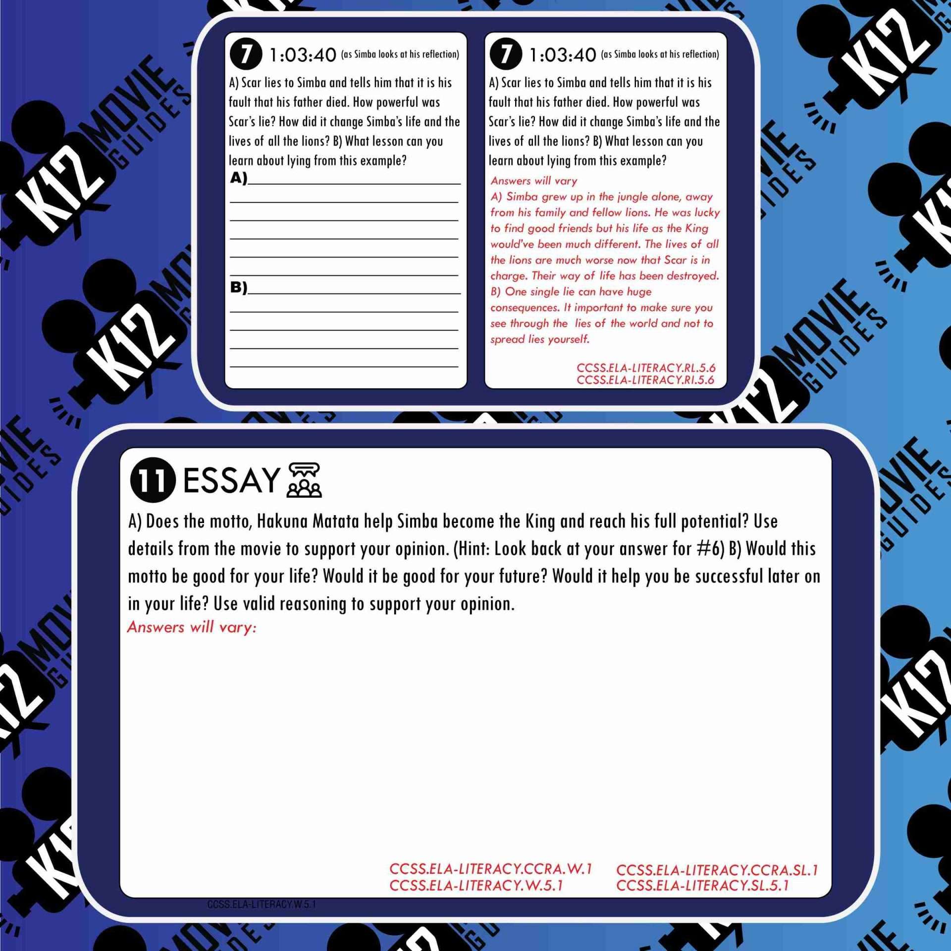 The Lion King Movie Guide | Questions | Worksheet (G - 1994) Free Samples