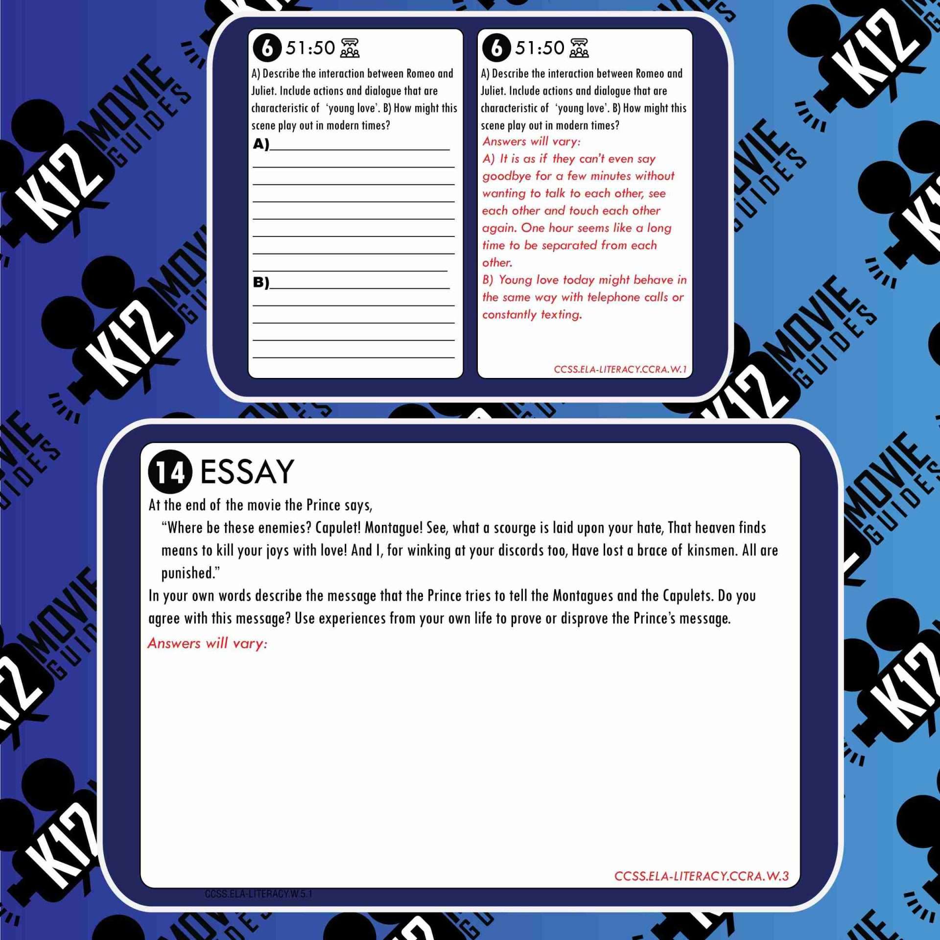 Romeo and Juliet Movie Guide | Questions | Worksheet (PG - 1968) Free Sample