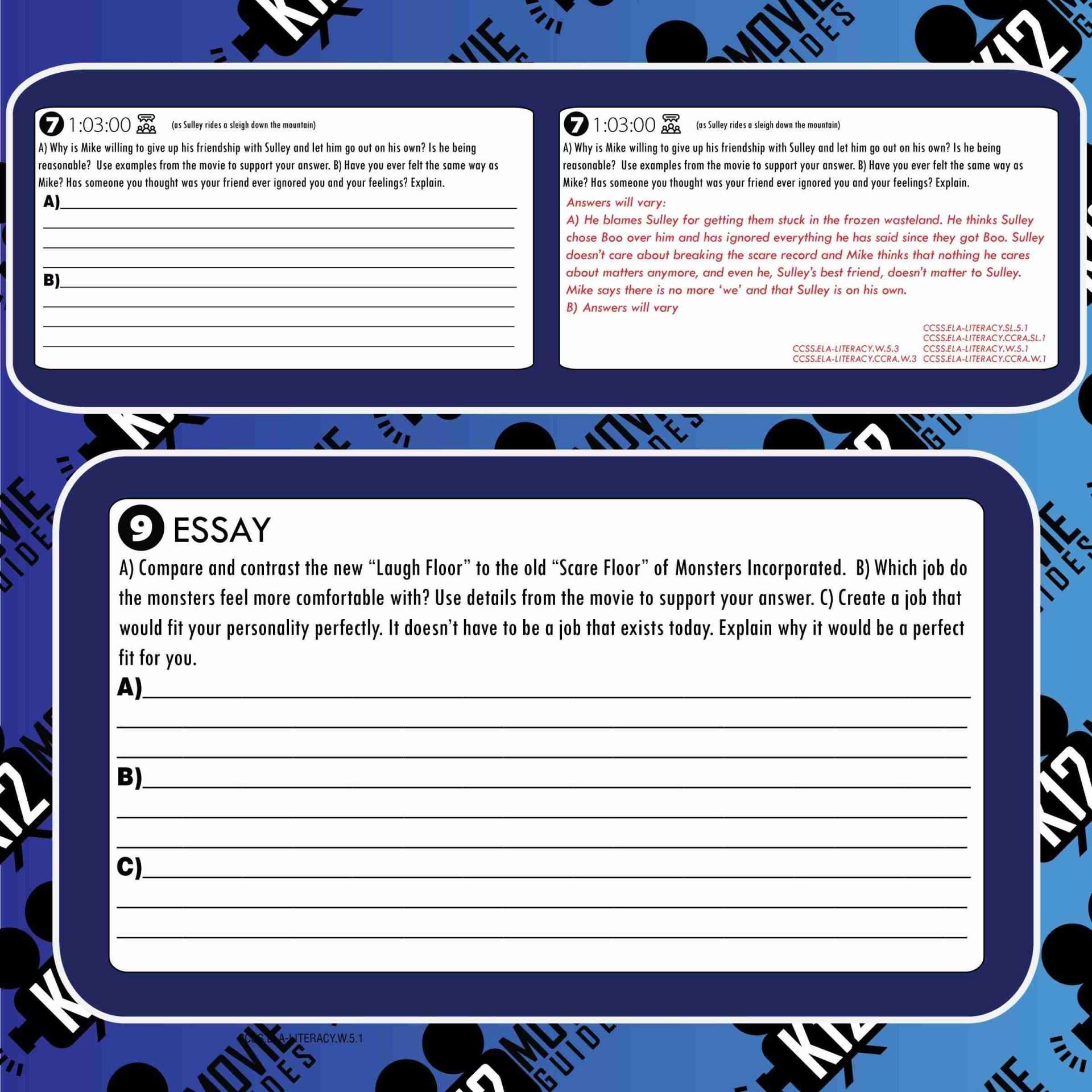 Monsters, Inc. Movie Guide | Worksheet | Questions | Google Form (G - 2001) Free Sample