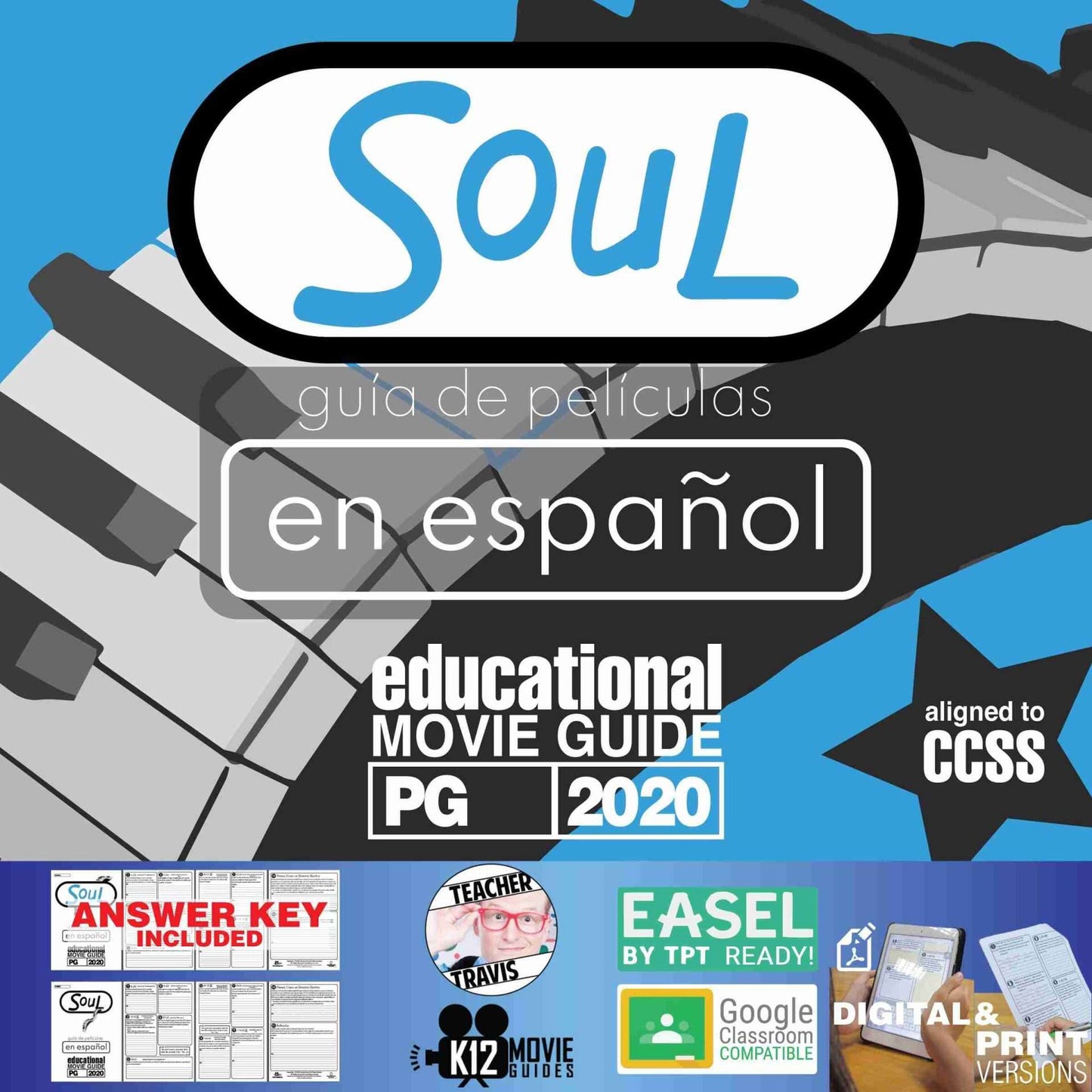 Soul Movie Guide in Spanish | Español | Alma | Worksheet | Questions (PG - 2020) | Cover