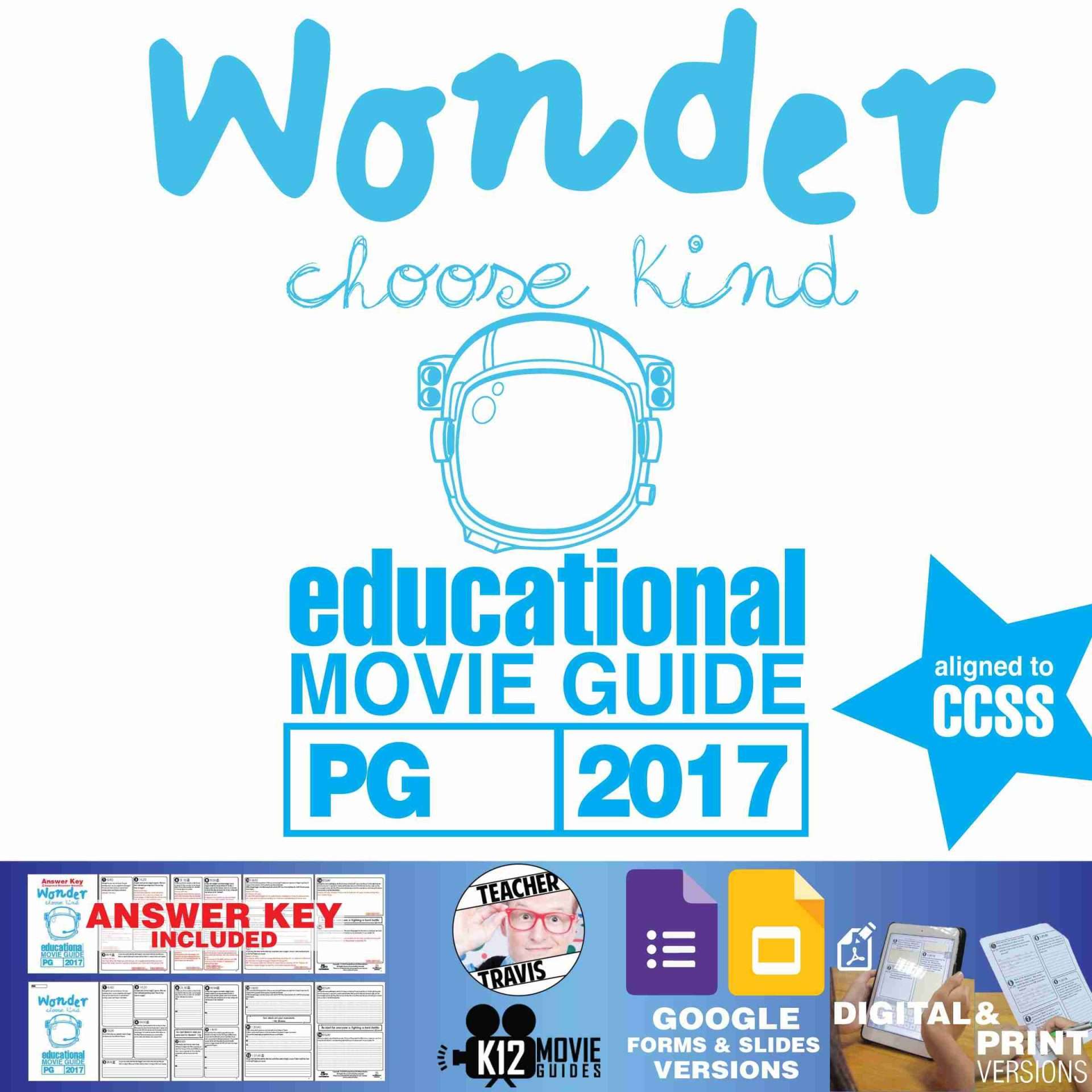 Wonder Movie Guide | Film Questions | Worksheet | (PG - 2017) Cover