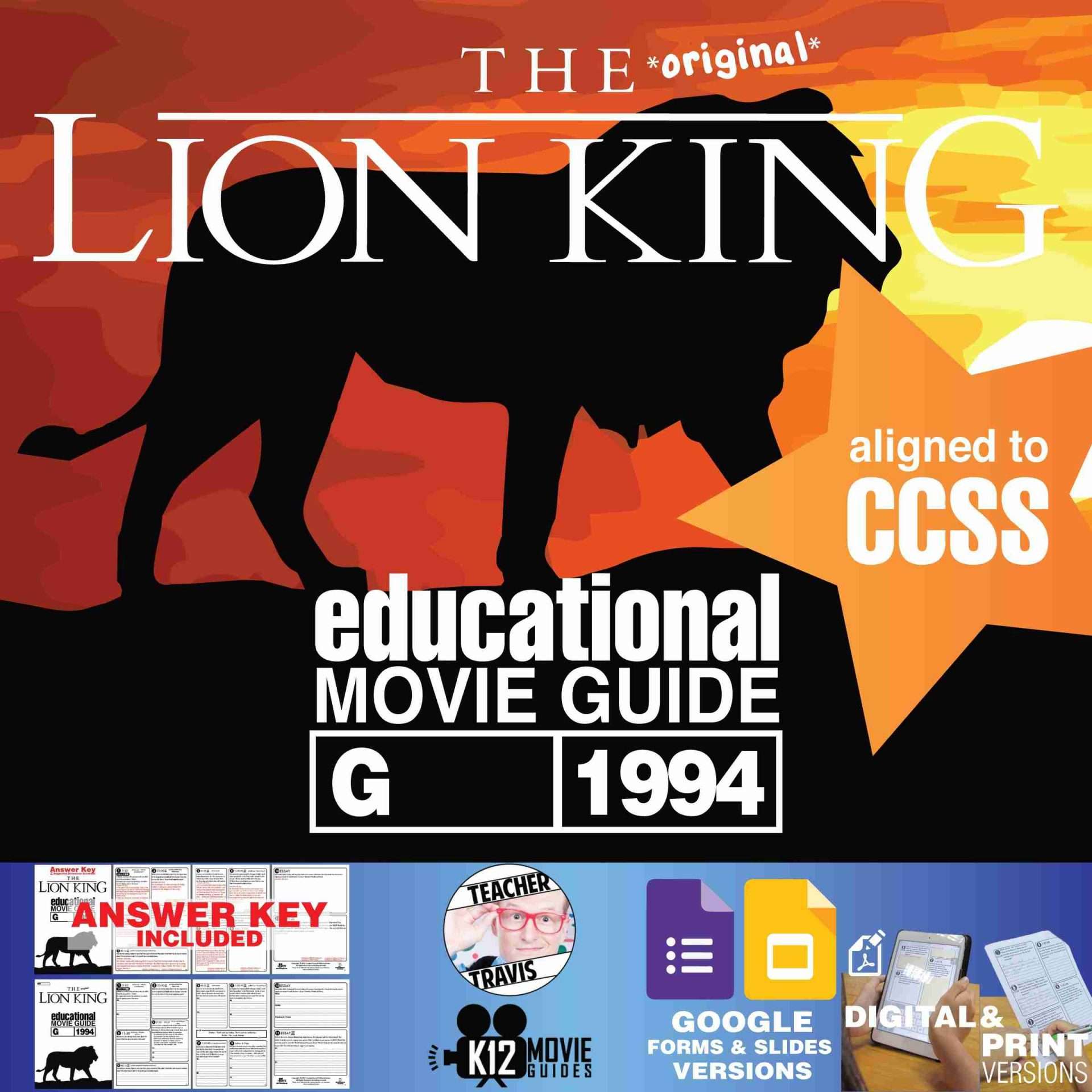 The Lion King Movie Guide | Questions | Worksheet | Google Formats (G - 1994)