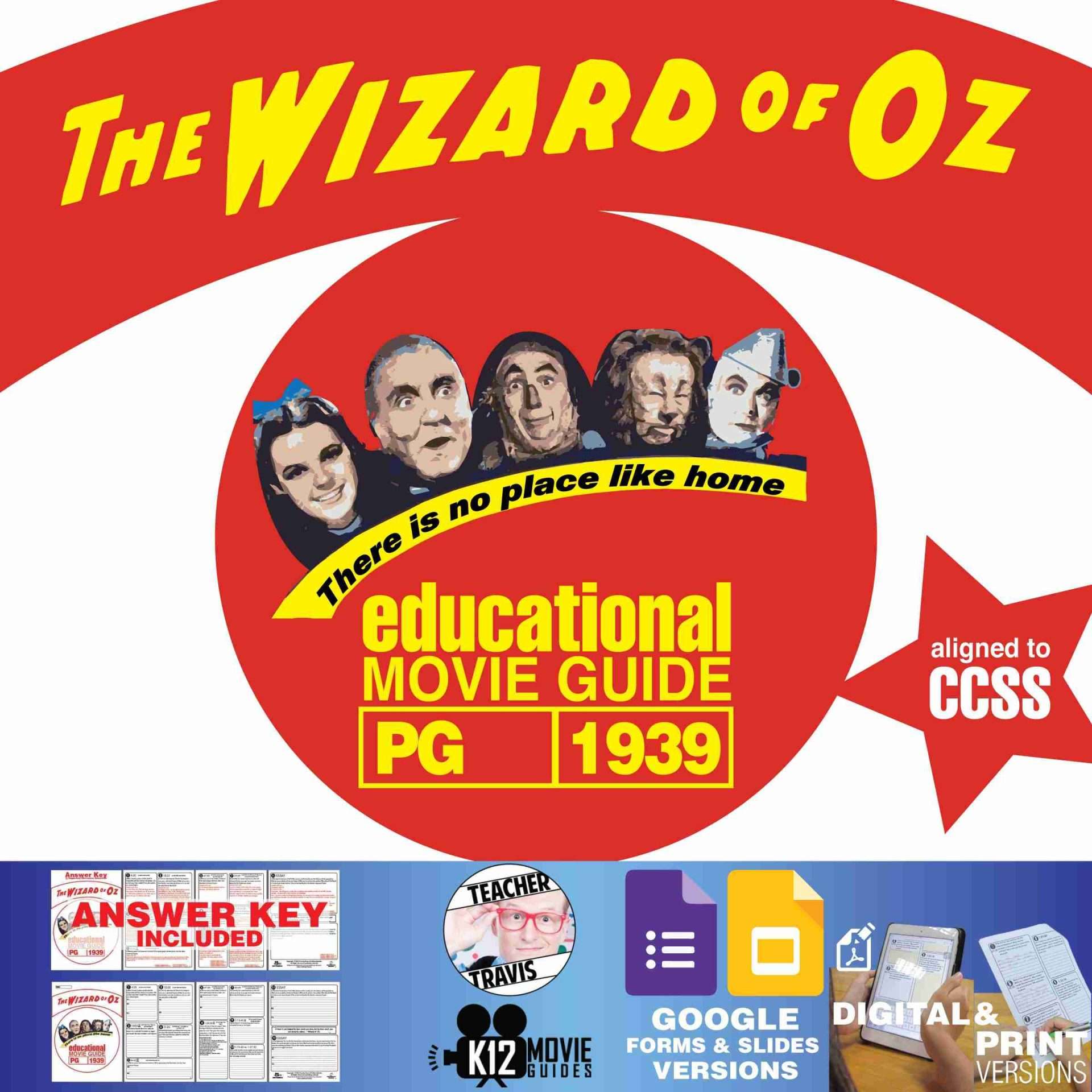 The Wizard of Oz Movie Guide | Worksheet | Questions | Google Formats(PG - 1939)