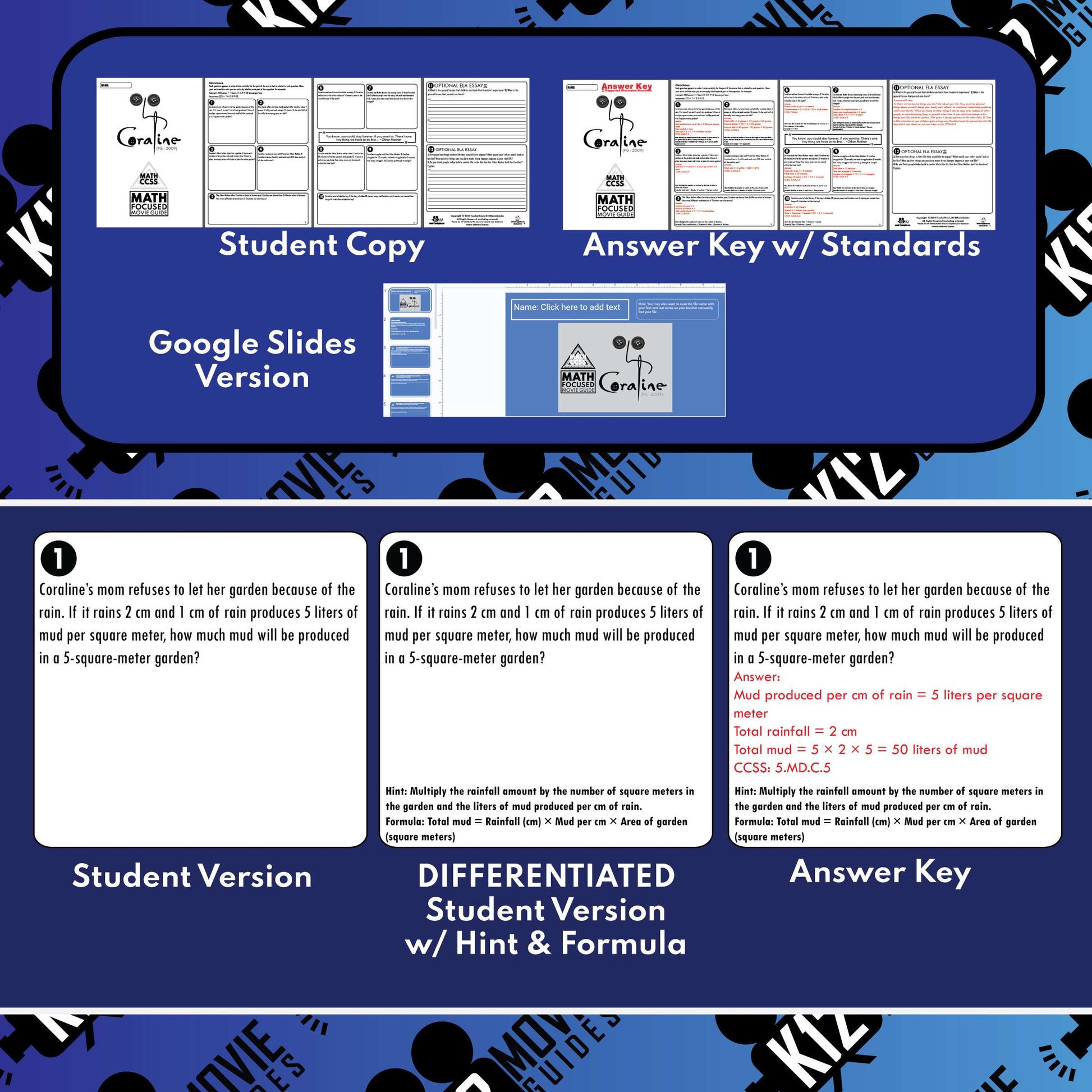 Coraline Math Movie Guide Questions (PG - 2009) Sample