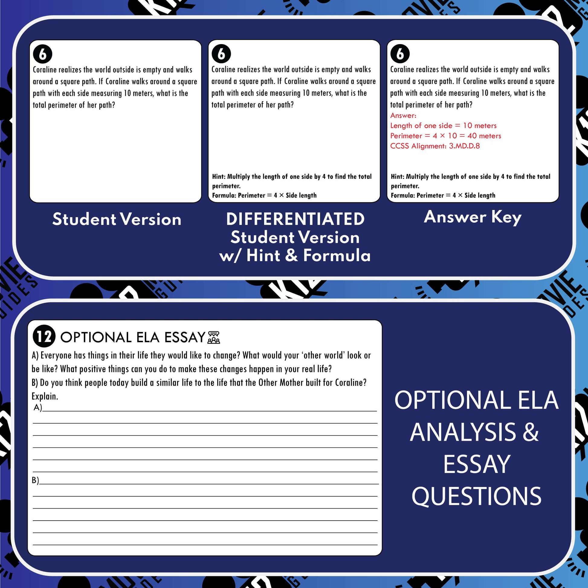 Coraline Math Movie Guide Questions (PG - 2009) Sample