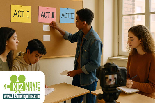 students writing a movie logline together