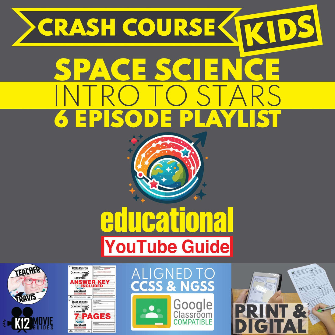 K12 Movie Guides space science stars playlist cover.