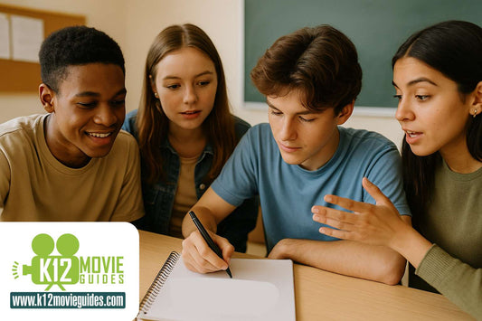 students writing a movie logline together