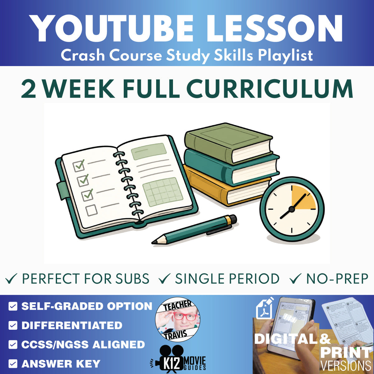 Crash Course Study Skills full curriculum with included #1-#10 episode lesson bundle