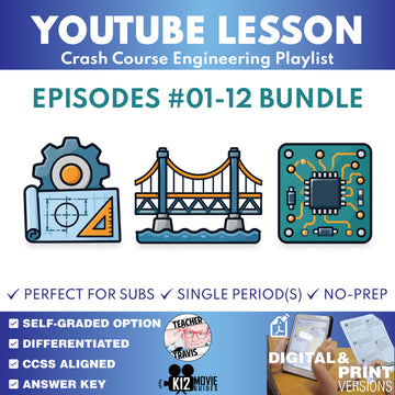 Crash Course Engineering #1-#12 video lesson set cover for grades 9–12