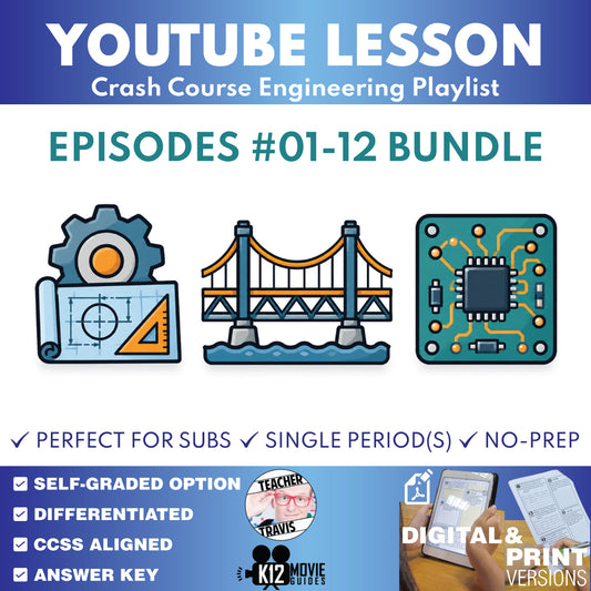 Crash Course Engineering #1-#12 video lesson set cover for grades 9–12