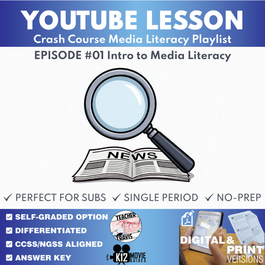 Free Crash Course Media Literacy #1 Introduction to Media Literacy video lesson classroom resource cover