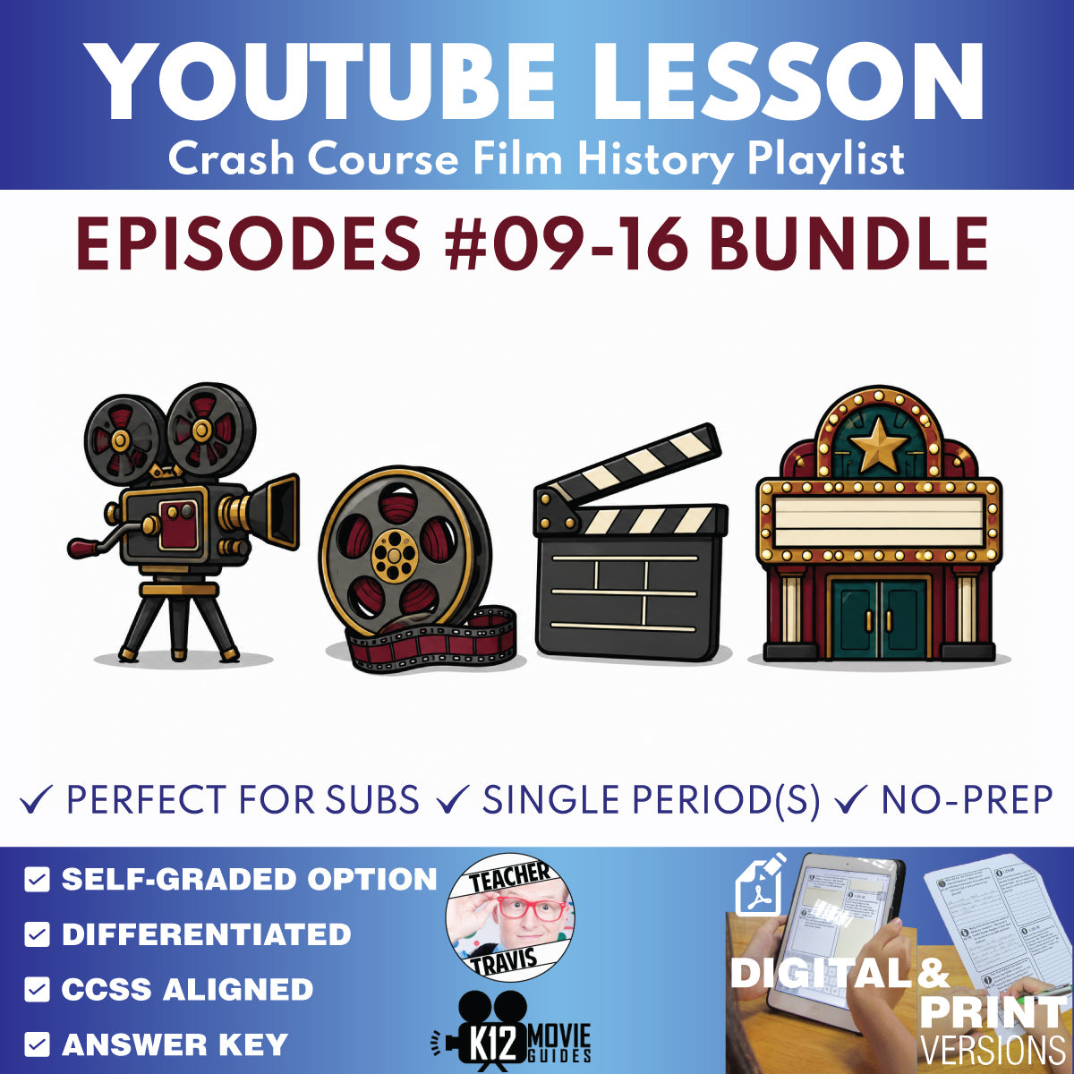 Crash Course Film History #9-#16 Video Lesson Set | Hollywood, World Cinema & Documentary
