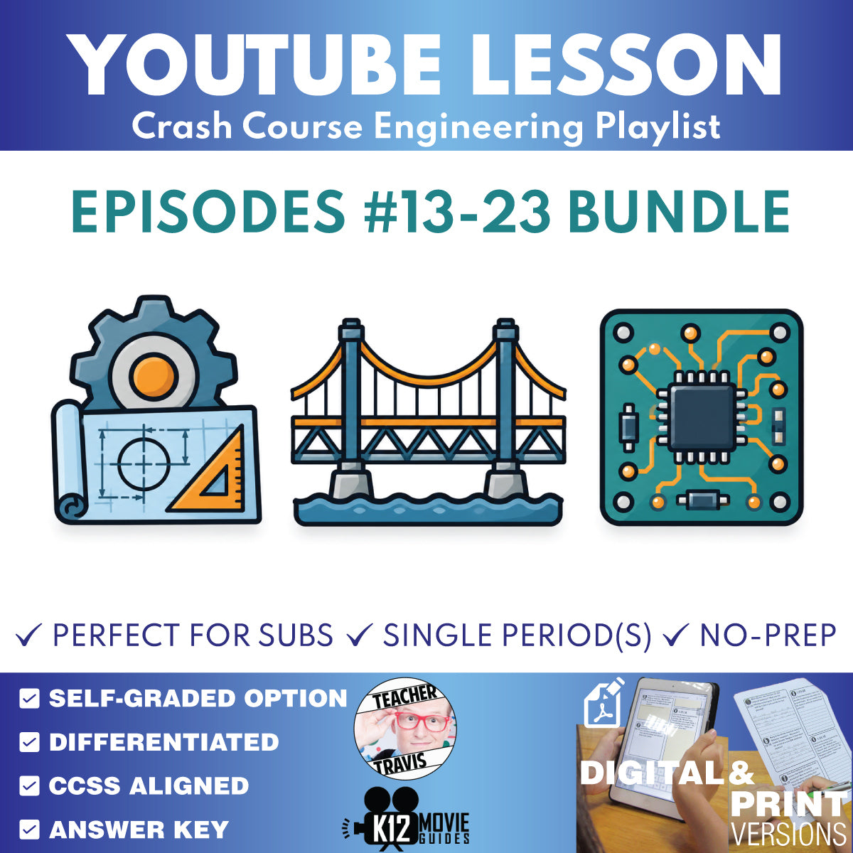 Crash Course Engineering #13-#23 video lesson set cover for grades 9–12