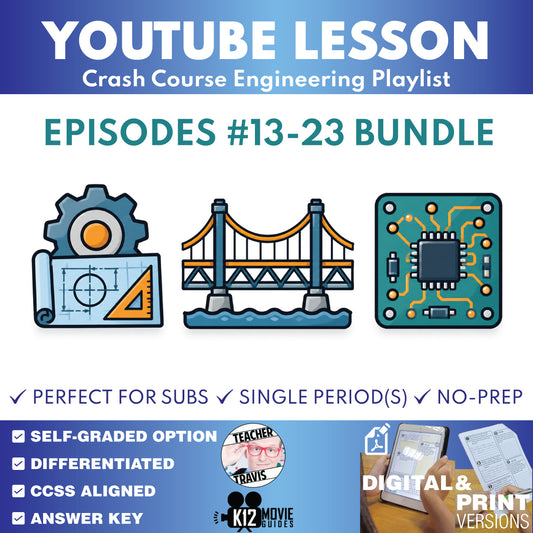 Crash Course Engineering #13-#23 video lesson set cover for grades 9–12