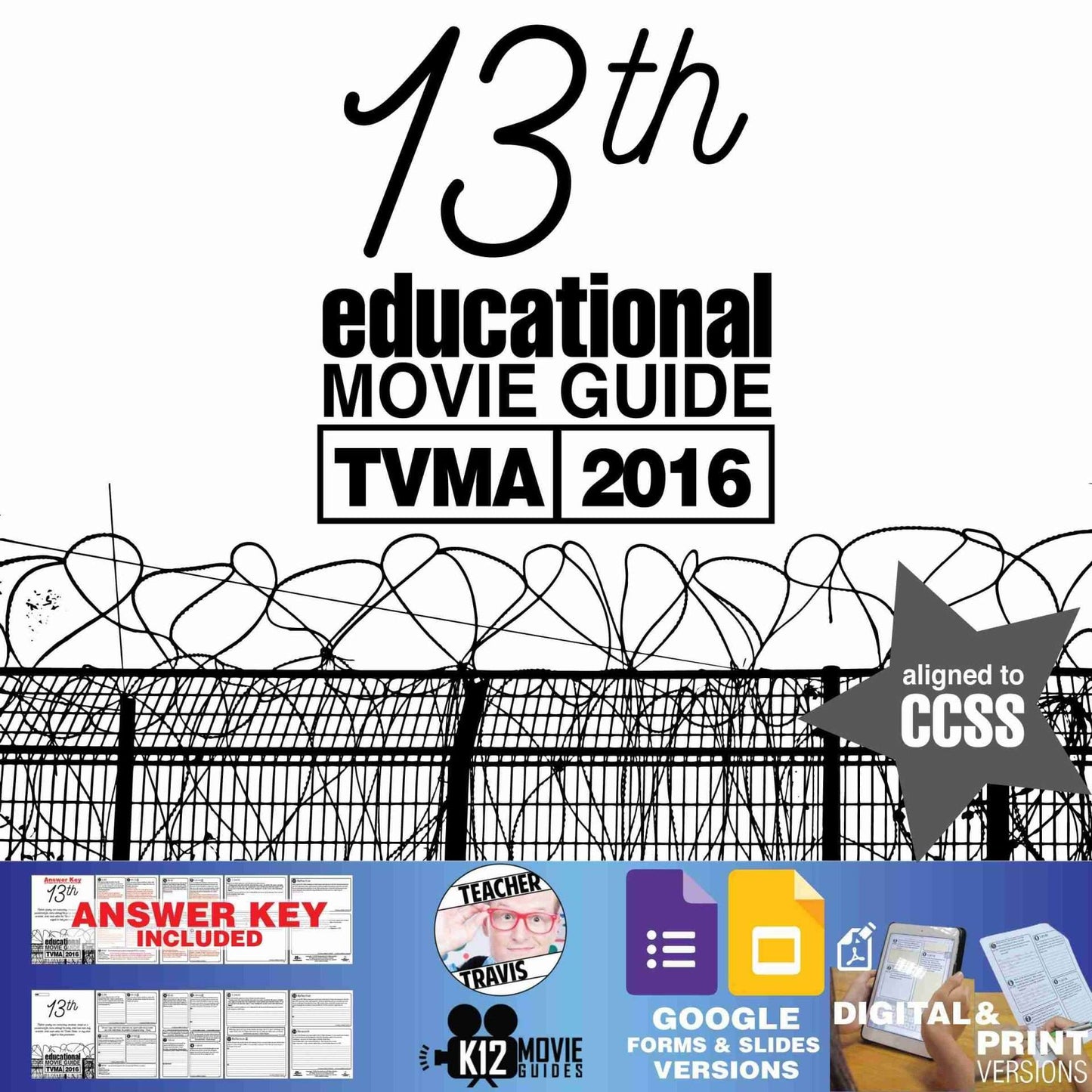 13th Documentary Movie Guide | Questions | Worksheet | Google Form (TVMA - 2016) Cover