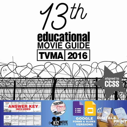 13th Documentary Movie Guide | Questions | Worksheet | Google Form (TVMA - 2016) Cover