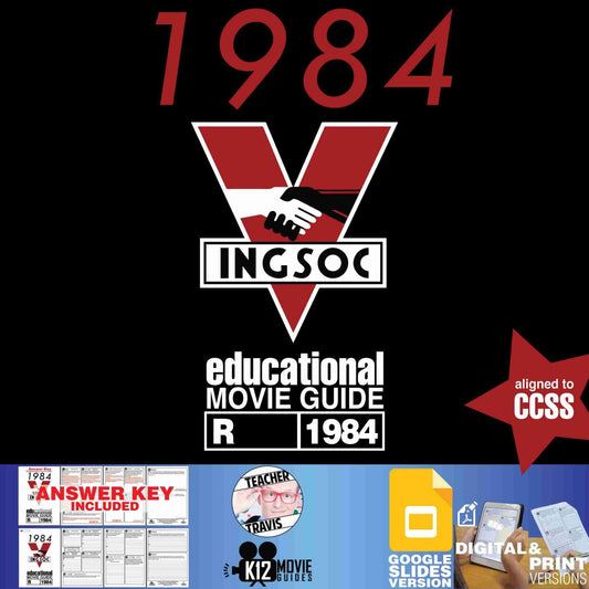 1984 Movie Viewing Guide | Questions | Worksheet | Google Slides (R - 1984) Cover
