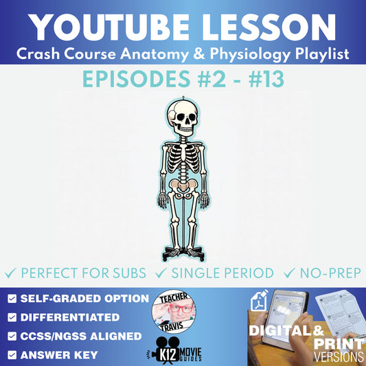 Crash Course Anatomy & Physiology #2-#13 Video Lesson Set | Tissues, Skin & Nervous System