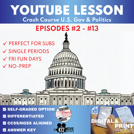 Crash Course U.S. Gov & Politics #2-#13 Video Lesson Set | Congress, Federalism & Powers
