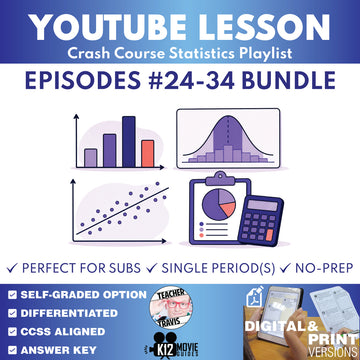Crash Course Statistics #24–#34 Bayesian inference, statistical tests, and ANOVA lesson bundle cover