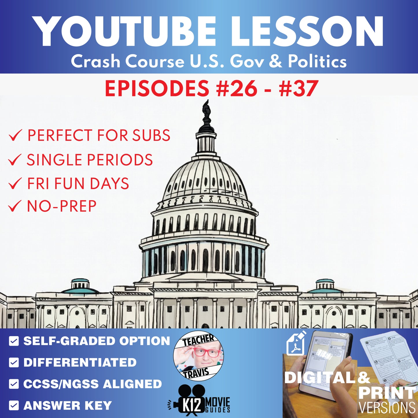 Crash Course U.S. Gov & Politics #26-#37 Video Lesson Set | Rights, Opinion & Elections