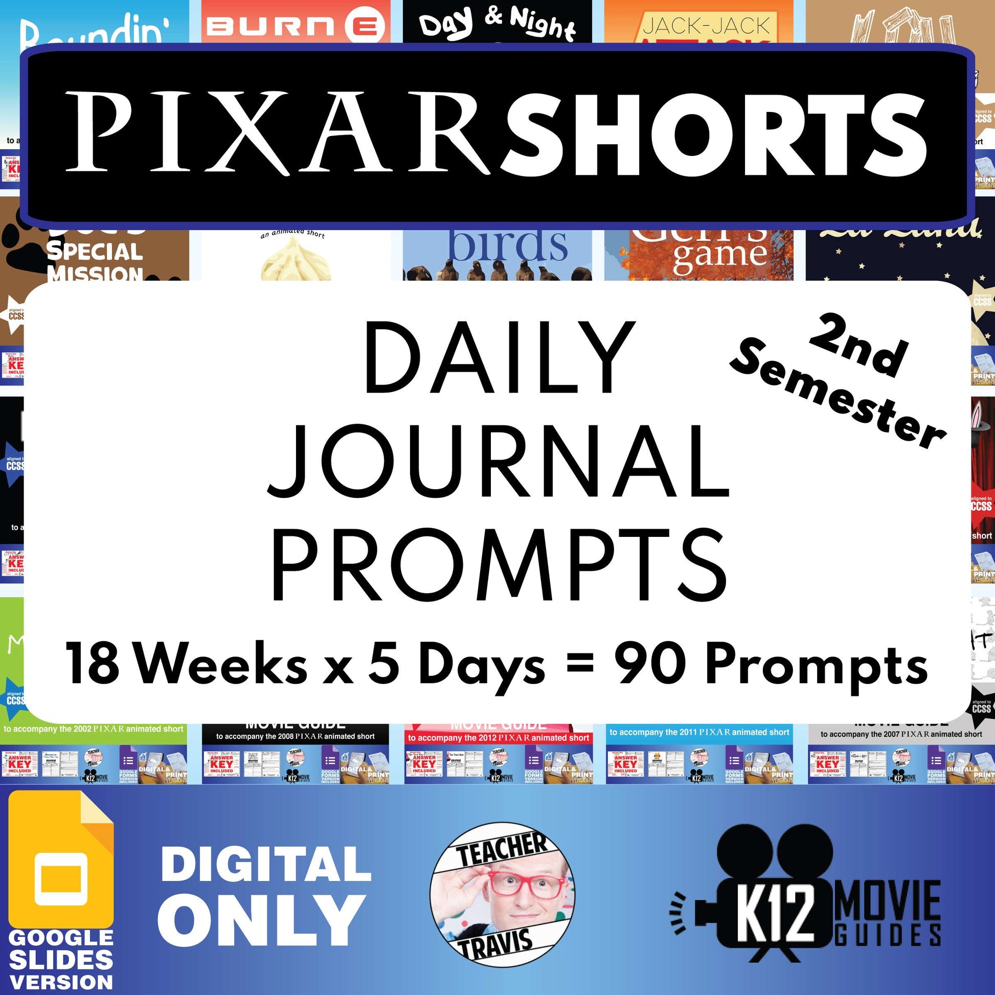 Pixar Short Daily Journal Prompts (18 Weeks) Cover