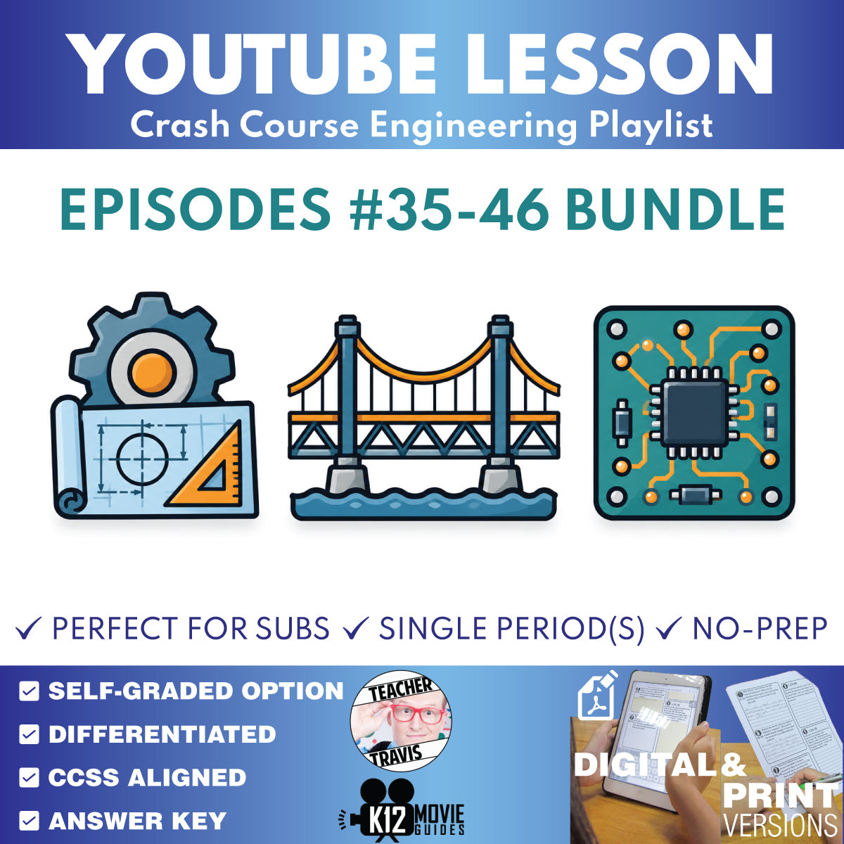 Crash Course Engineering #35-#46 video lesson set cover for grades 9–12