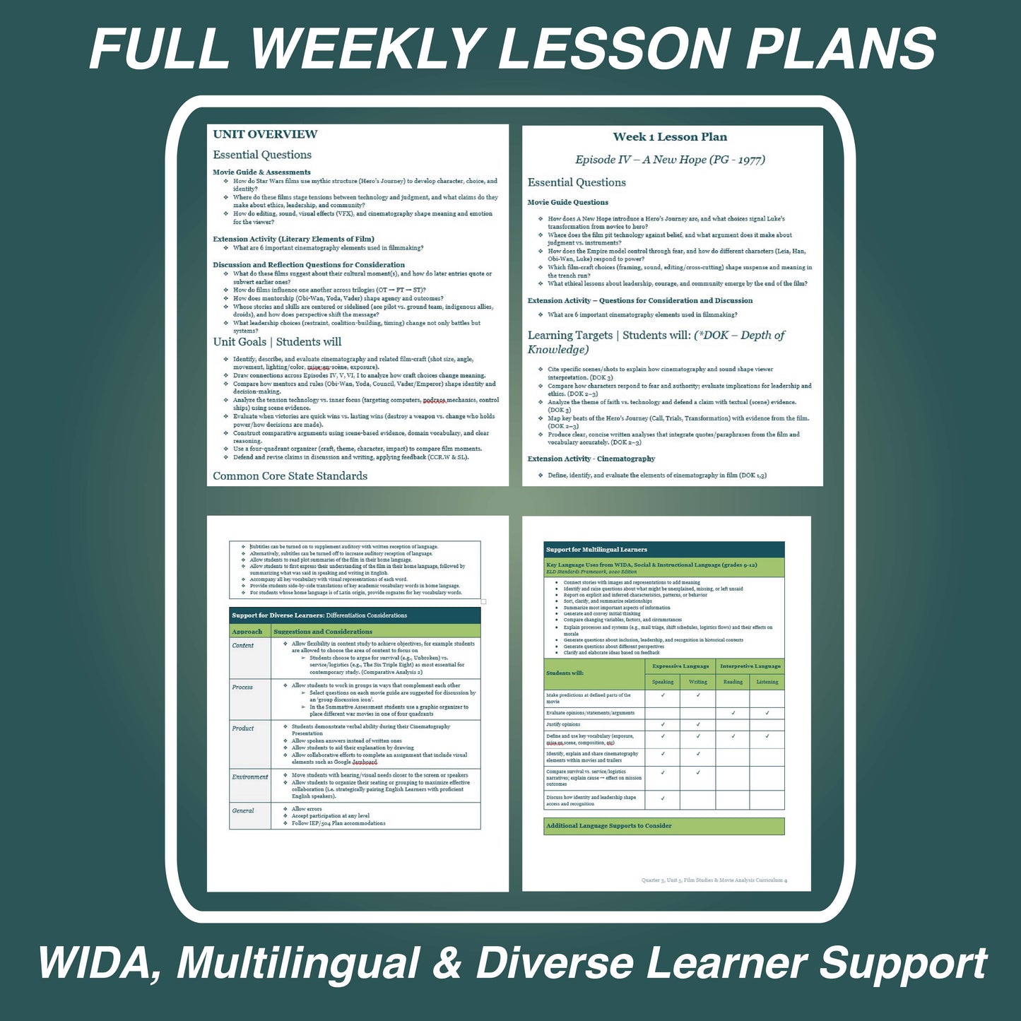 Star Wars Saga Film Studies & Movie Analysis 9 Week Full Curriculum (Grades 9-12)