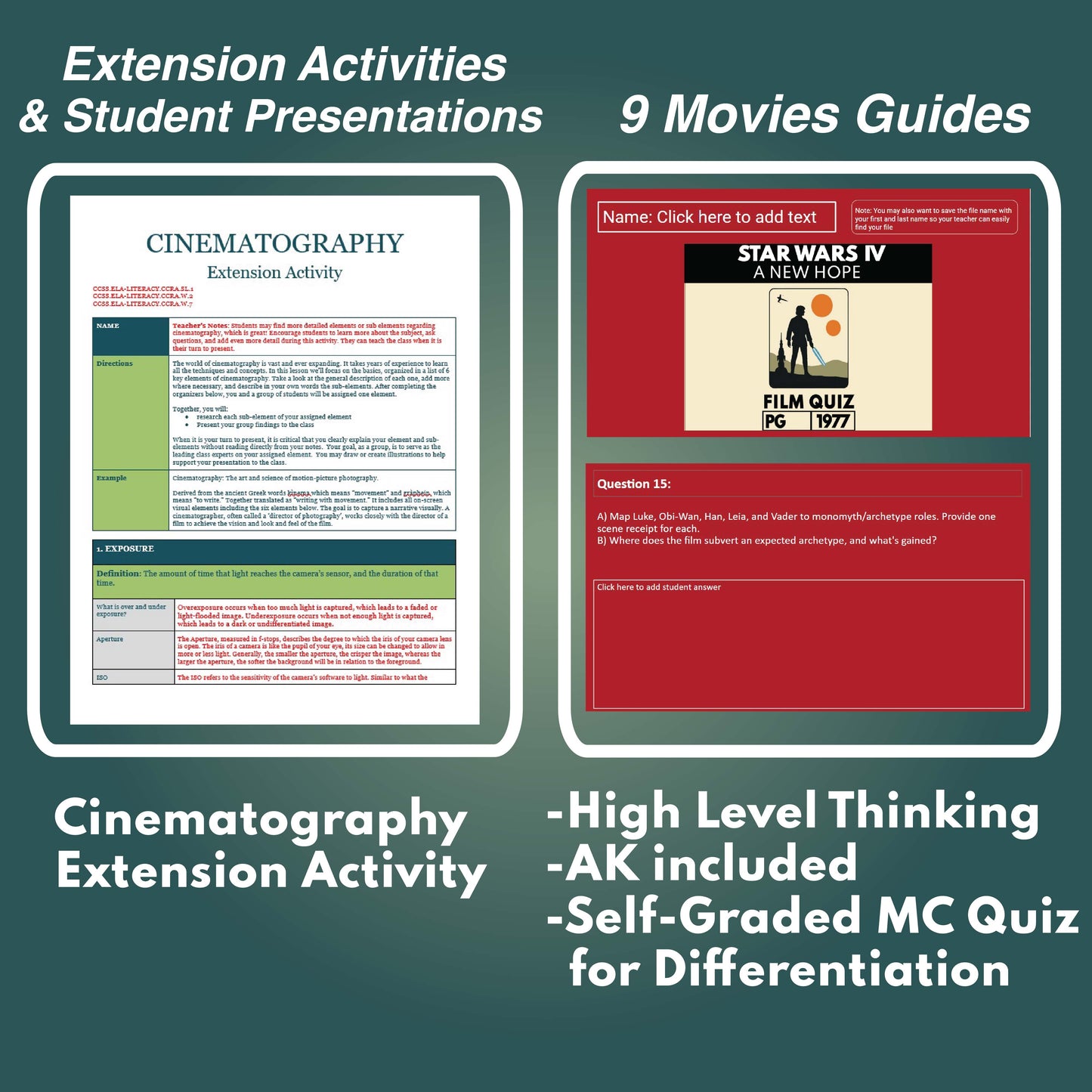 Star Wars Saga Film Studies & Movie Analysis 9 Week Full Curriculum (Grades 9-12)
