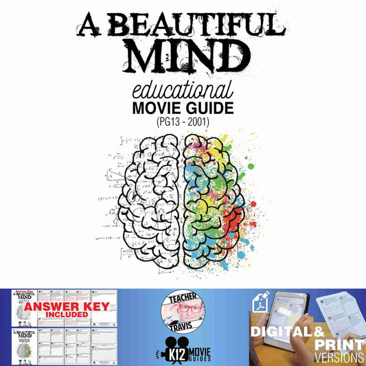 A Beautiful Mind Movie Guide | Questions | Worksheet (PG13 - 2001) Cover
