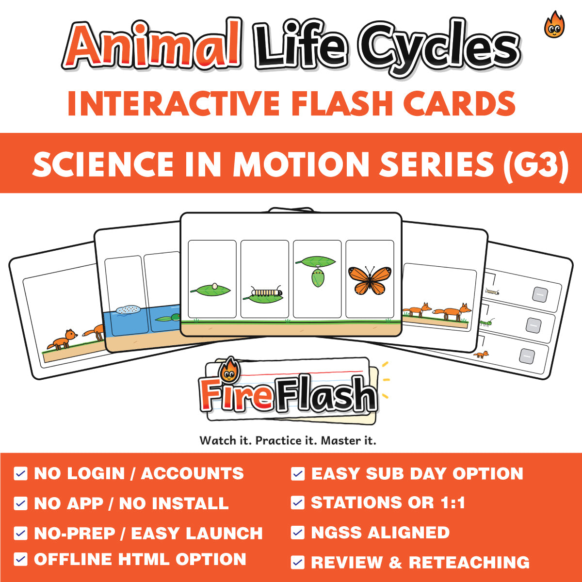 FireFlash | Animal Life Cycles | Grade 3 Animated Science Cards