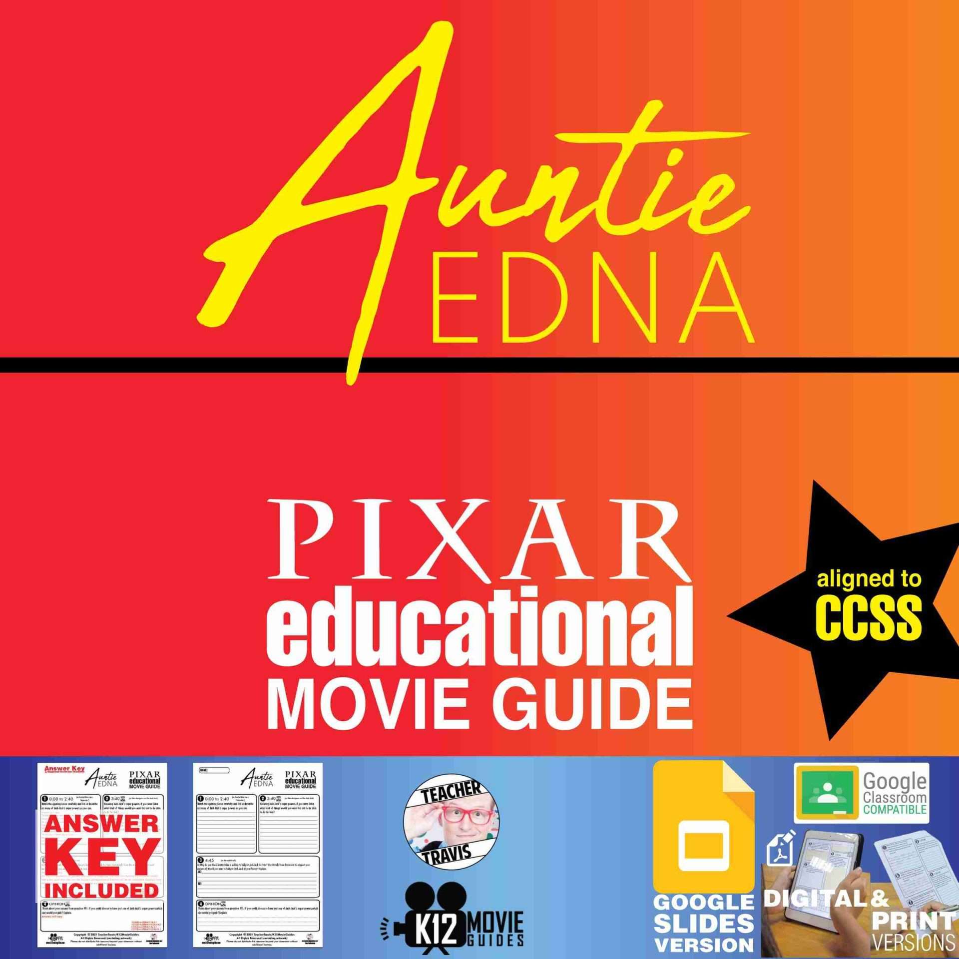 Auntie Edna Pixar Short Video Guide | Worksheet | Questions (2018)